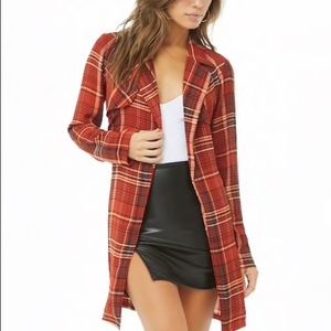 Forever 21 Plaid Lightweight Trench Style Jacket